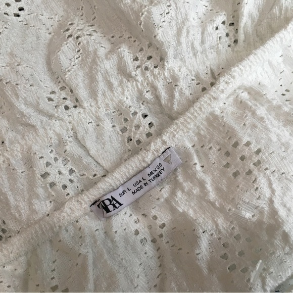 Zara crop top square neck puff sleeve size L - Picture 2 of 4